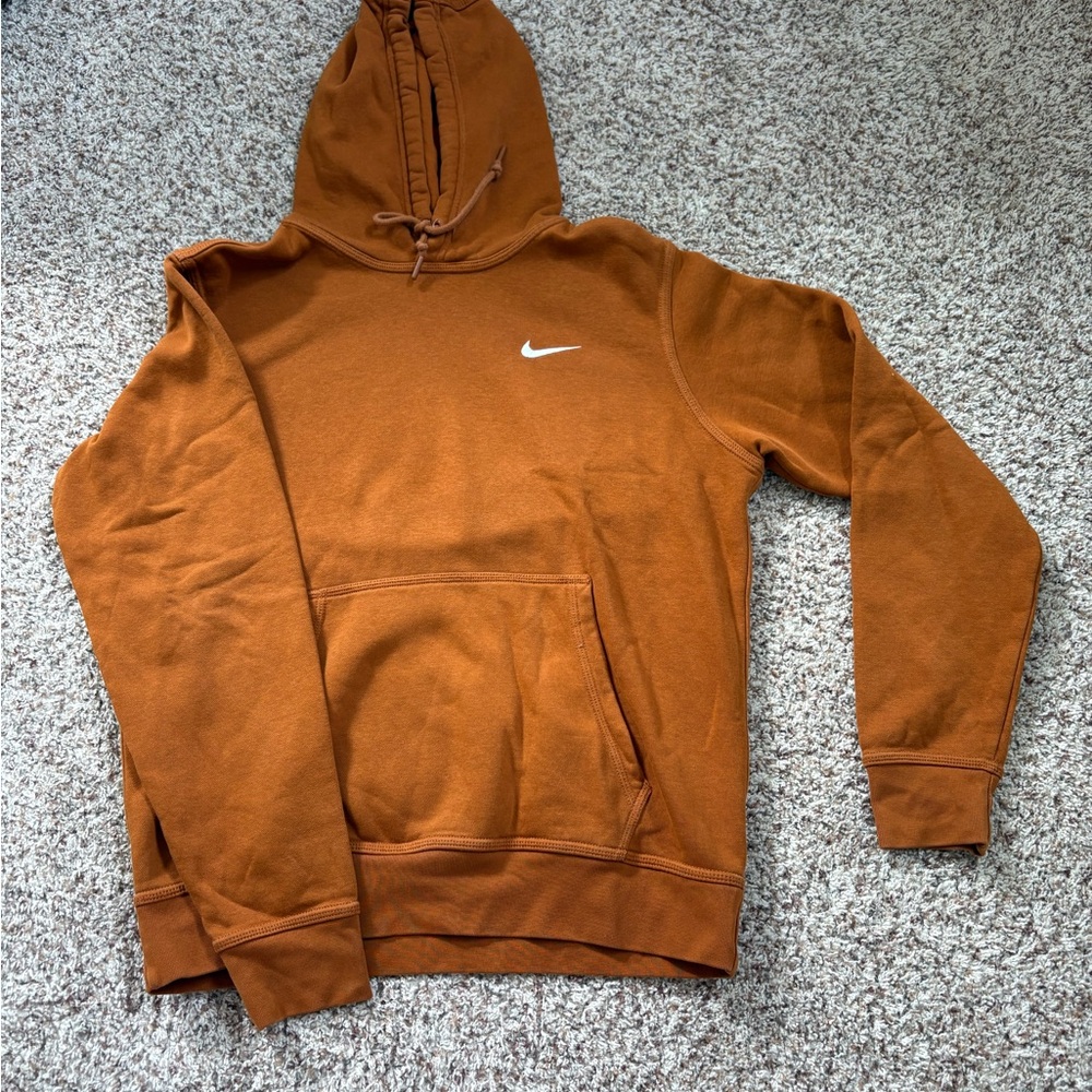 Nike Brown Sweatshirt with Hood and Ribbed Cuffs
